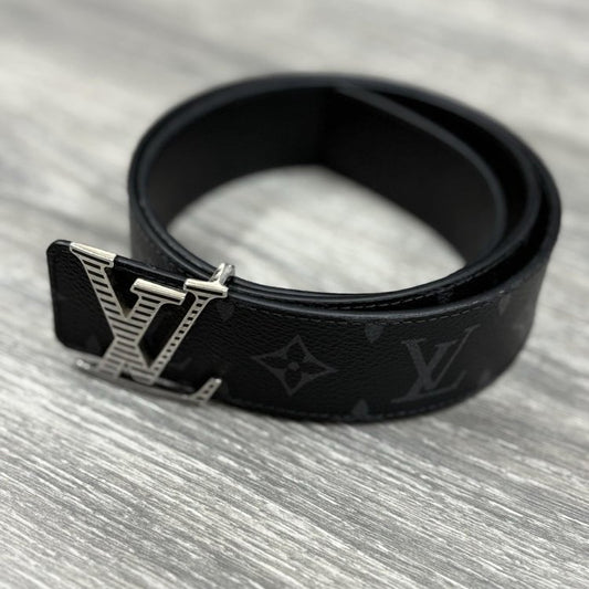Louis Vuitton Eclipse Monogram LV Initials Reversible Belt ' Black '