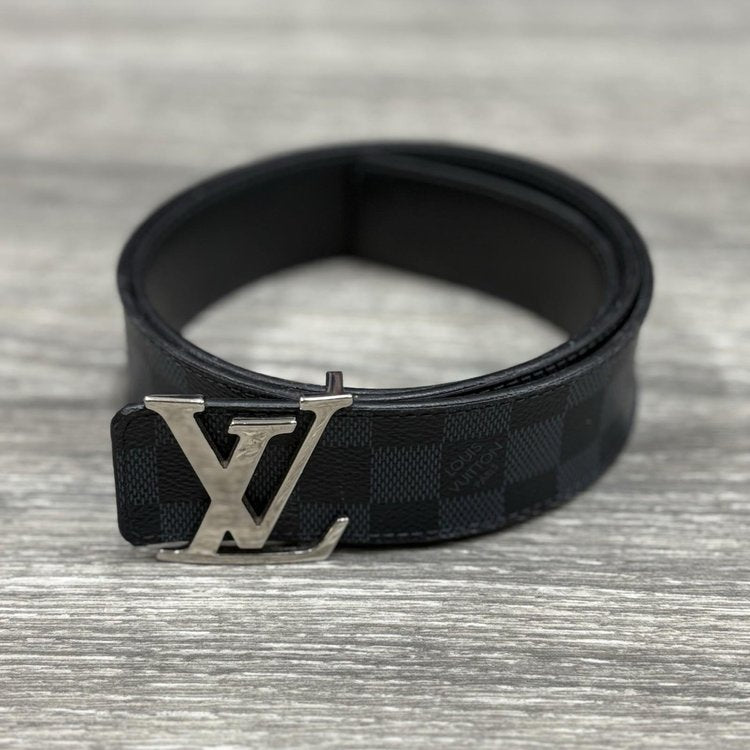 Louis Vuitton LV Initials Damier Cobalt Canvas Reversible Belt ' Black '