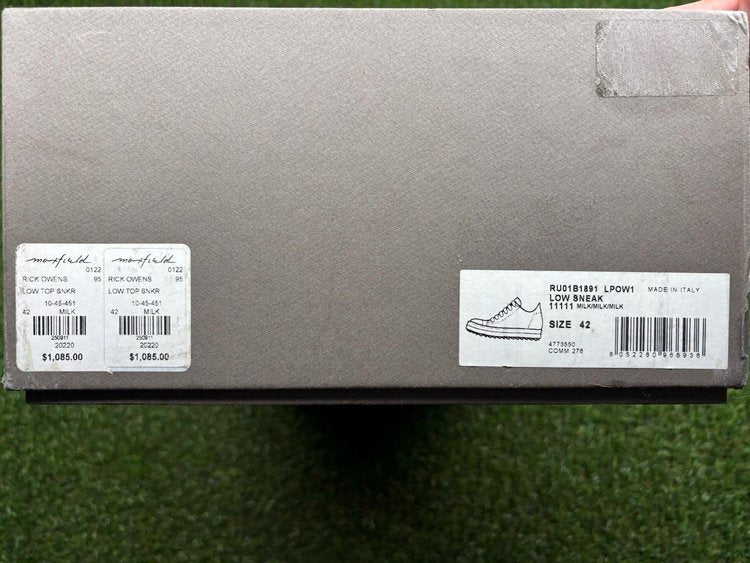 Rick Owens Jumbo Lace Low Lido ‘ Milk ‘ UK 8