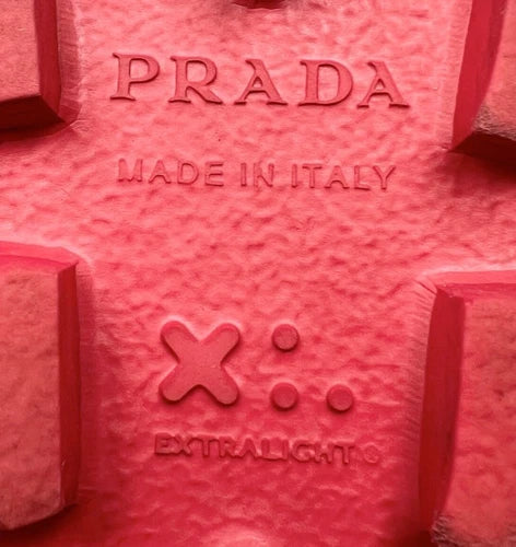 Prada Men's Triangle Logo Red Rubber Slides Sandals