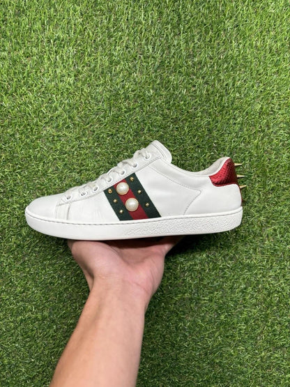 Gucci Ace Studded ' White, Pearls ' UK 5.5