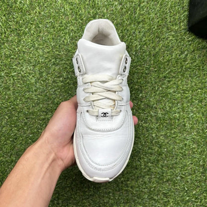 Chanel Leather CC Logo Low Top ' White, Black ' UK 4.5