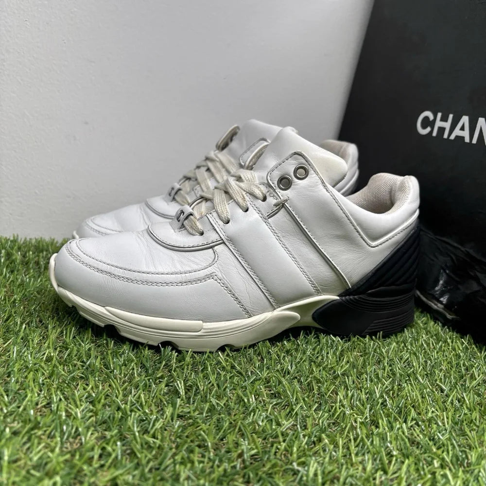 Chanel Leather CC Logo Low Top ' White, Black ' UK 4.5
