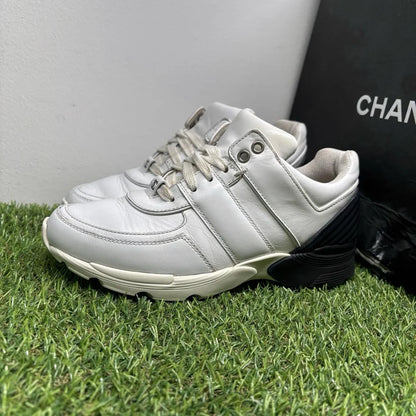 Chanel Leather CC Logo Low Top ' White, Black ' UK 4.5