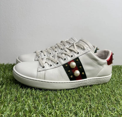 Gucci Ace Studded ' White, Pearls ' UK 5.5