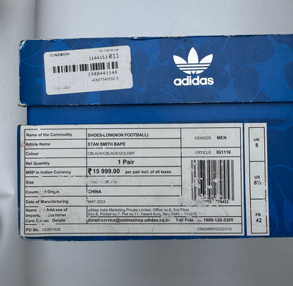 Adidas X Bape Stan Smith UK 8