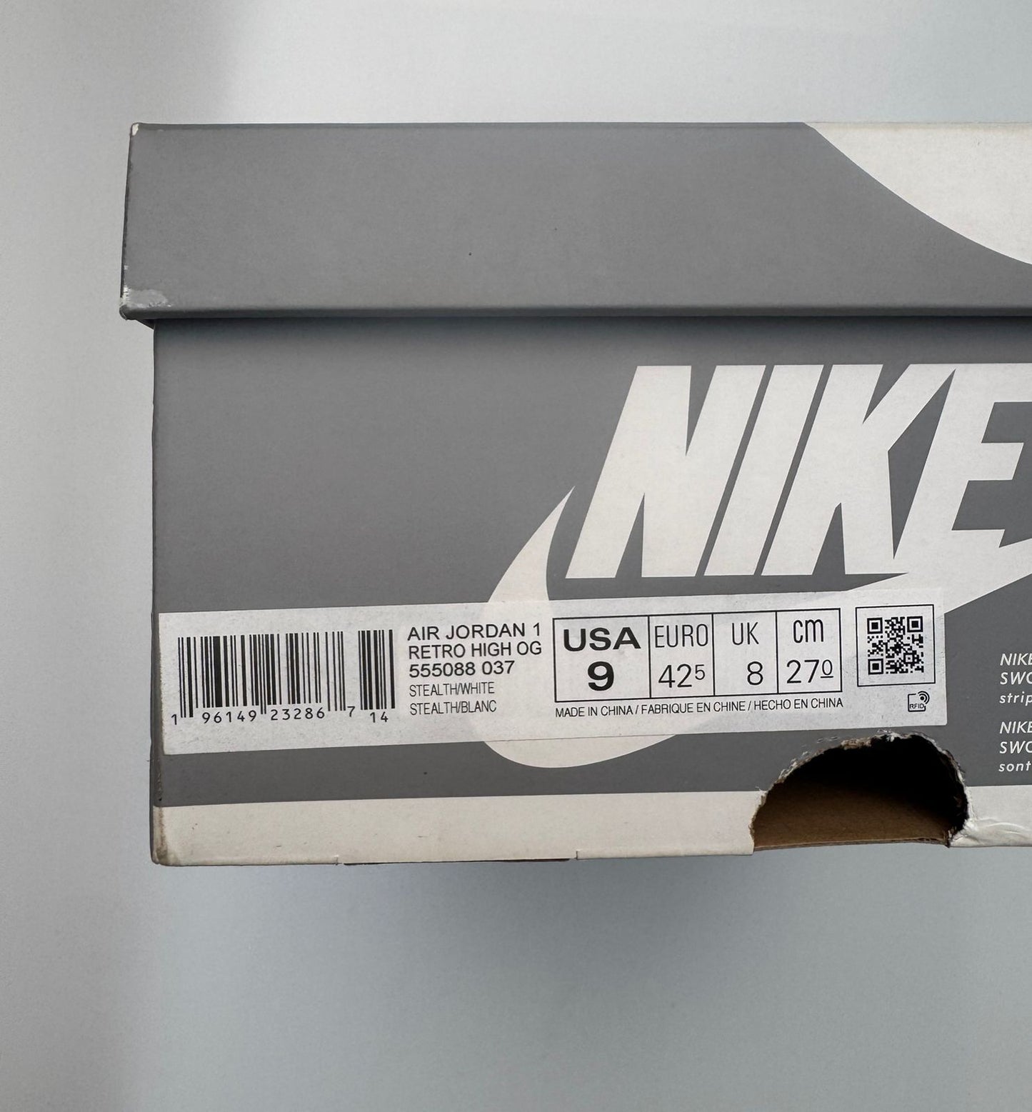 Nike Air Jordan 1 High Stealth UK 8