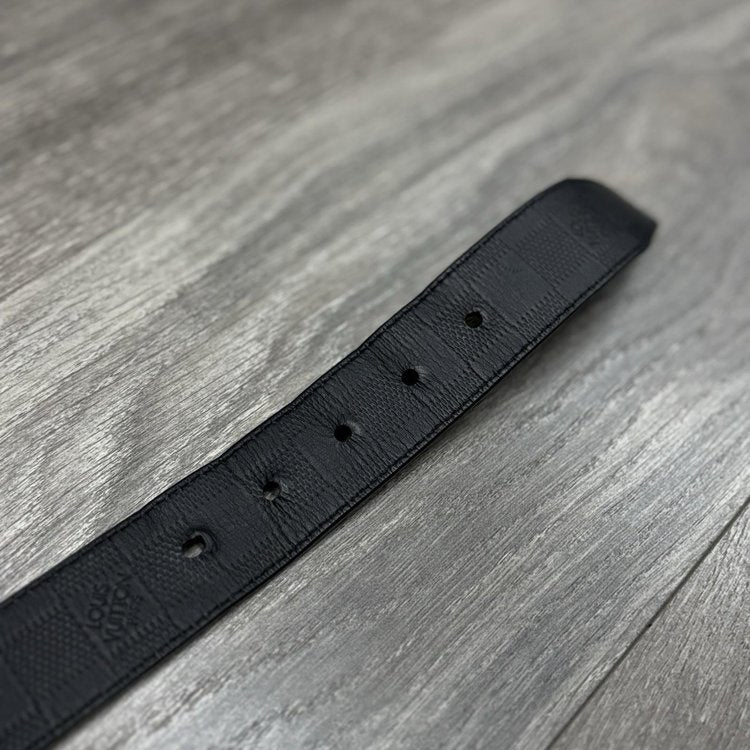 Louis Vuitton Leather Belt Silver Buckle ' Black '