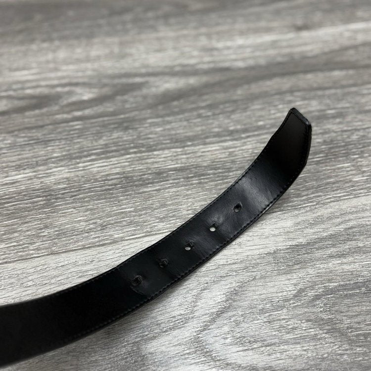 Louis Vuitton Leather Belt Silver Buckle ' Black '