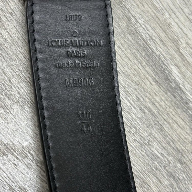 Louis Vuitton Leather Belt Silver Buckle ' Black '