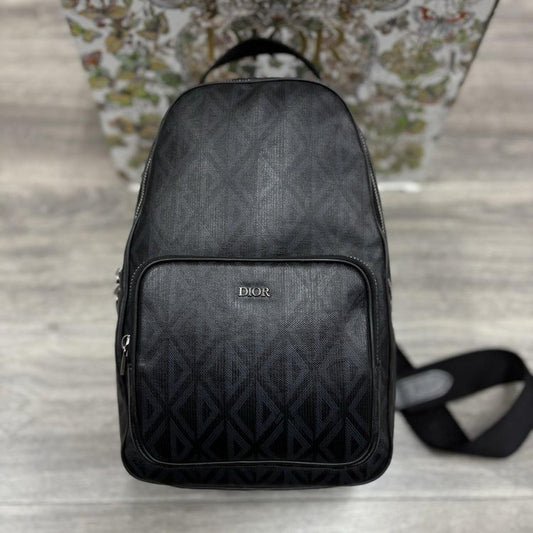 Christian Dior Coated Canvas CD Diamond Mini Rider Sling Bag ' Black '