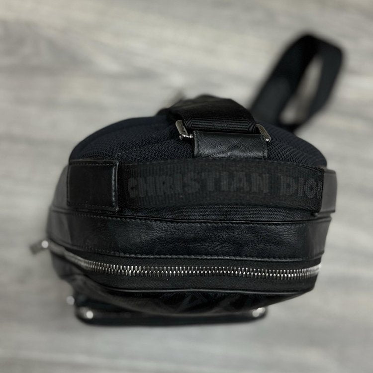 Christian Dior Coated Canvas CD Diamond Mini Rider Sling Bag ' Black '
