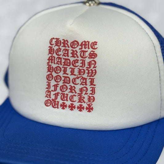 Chrome Hearts Eyechart Trucker Hat ' Blue White Red '