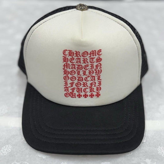 Chrome Hearts Eyechart Trucker Hat ' Black White Red '
