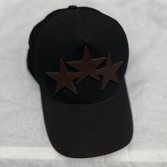 Amiri 3 Star Trucker Hat ' Black Brown '