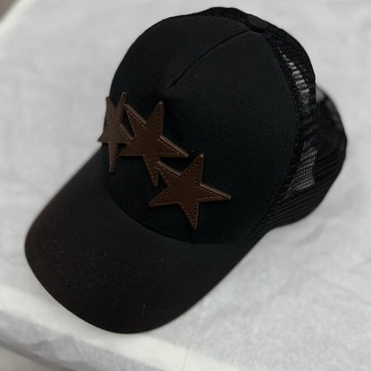 Amiri 3 Star Trucker Hat ' Black Brown '