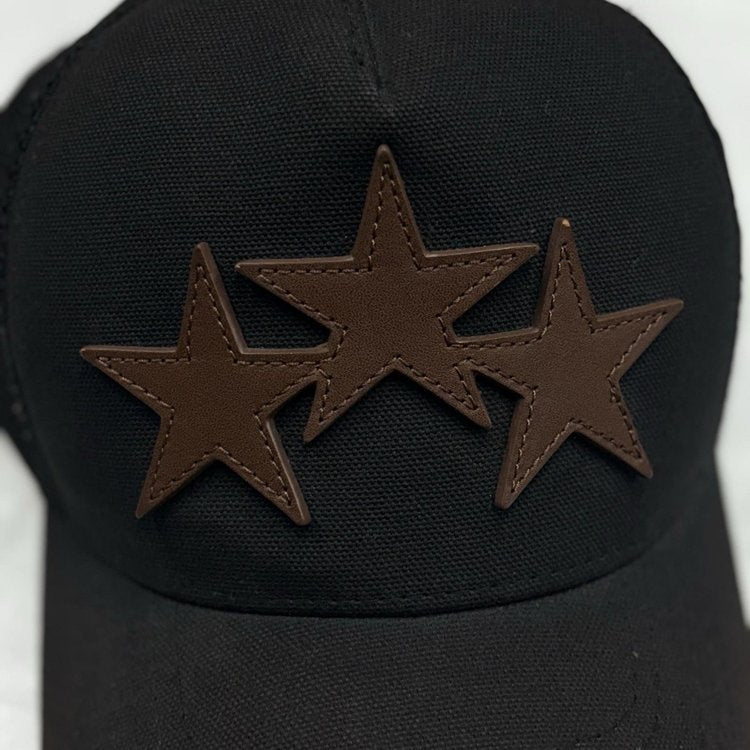 Amiri 3 Star Trucker Hat ' Black Brown '