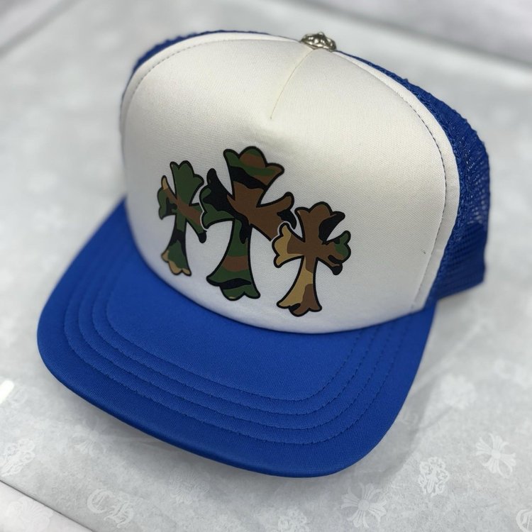 Chrome Hearts Triple Cross Trucker Hat ' Blue White