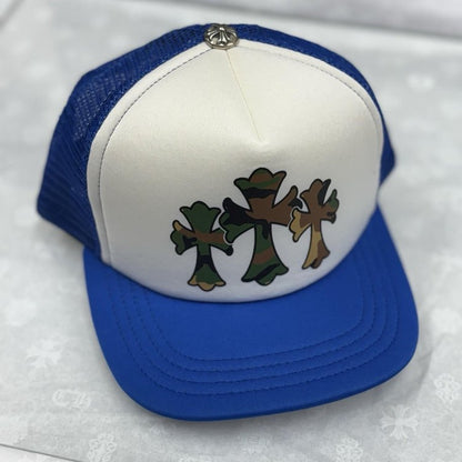 Chrome Hearts Triple Cross Trucker Hat ' Blue White