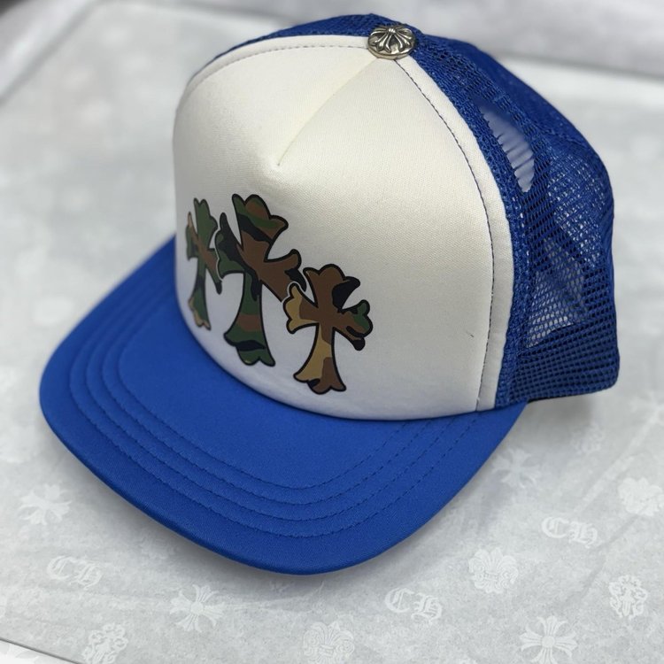 Chrome Hearts Triple Cross Trucker Hat ' Blue White