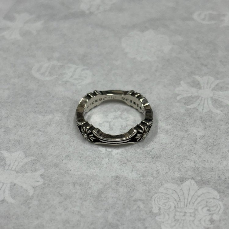 Chrome Hearts Silver Bone And Cross Ring