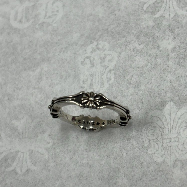 Chrome Hearts Silver Bone And Cross Ring