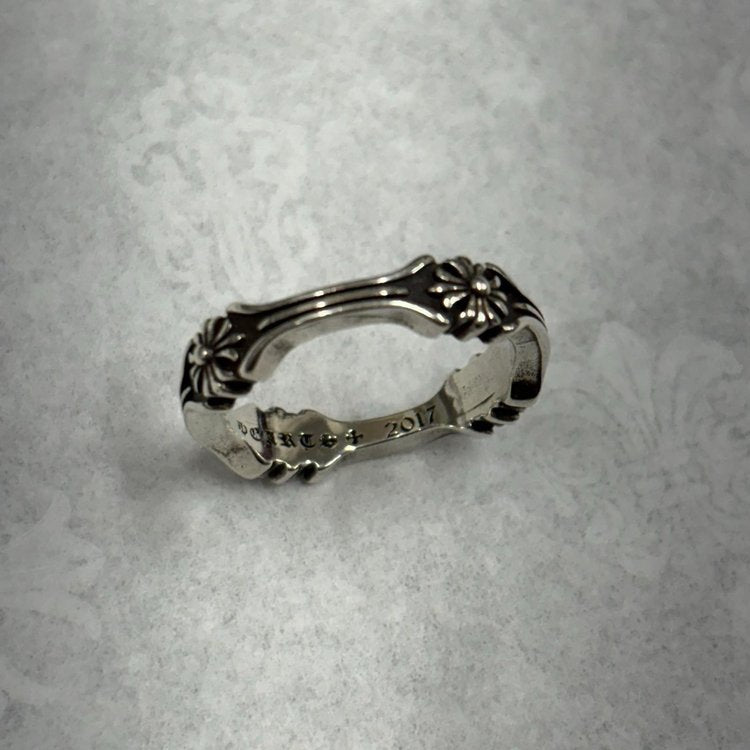Chrome Hearts Silver Bone And Cross Ring