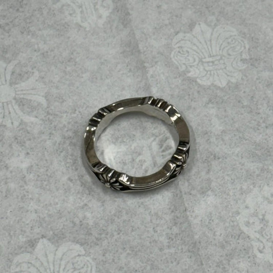 Chrome Hearts Silver Bone And Cross Ring