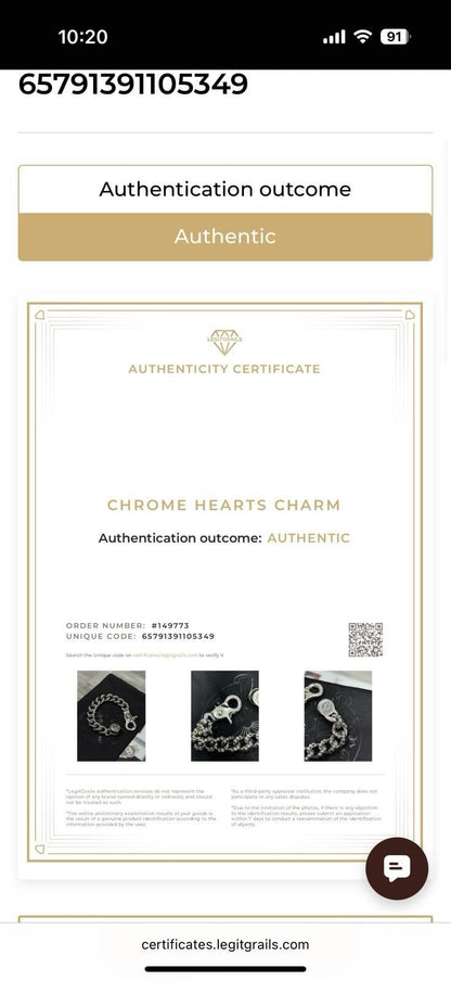 Chrome Hearts Braclet | 925 Sterling Silver | Fancy Link | LOBSTER CLASP