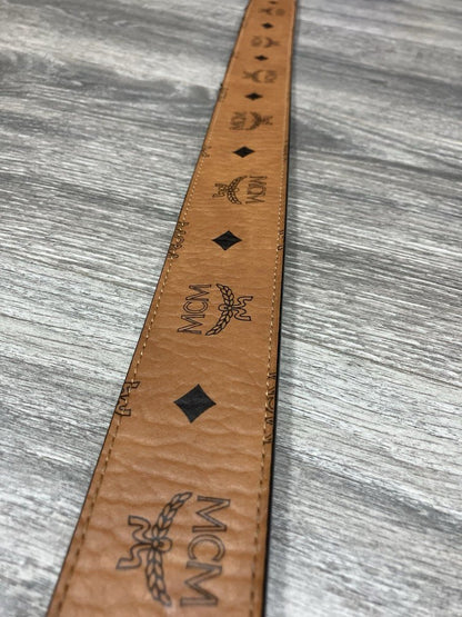 MCM CLAUS M REVERSIBLE BELT 1.75" IN VISETOS ' Cognac Gold '