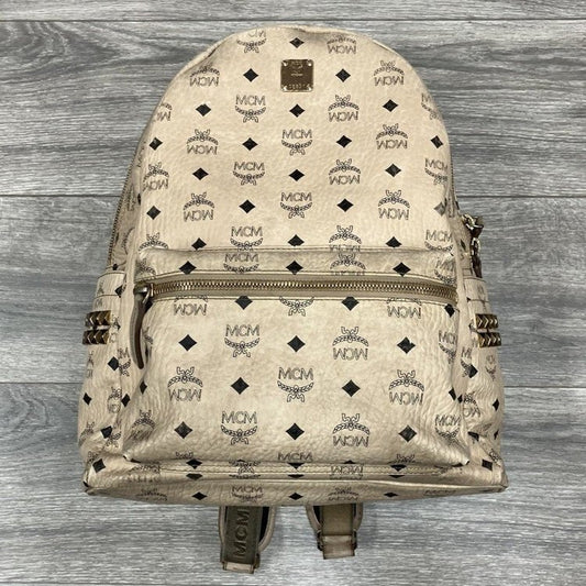 MCM Stark Side Studs Backpack In Visetos ' Beige