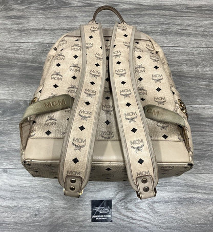 MCM Stark Side Studs Backpack In Visetos ' Beige