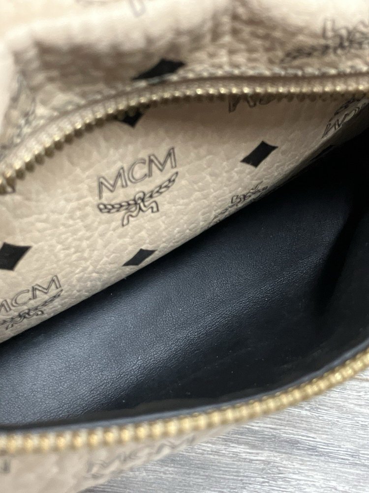 MCM Stark Side Studs Backpack In Visetos ' Beige