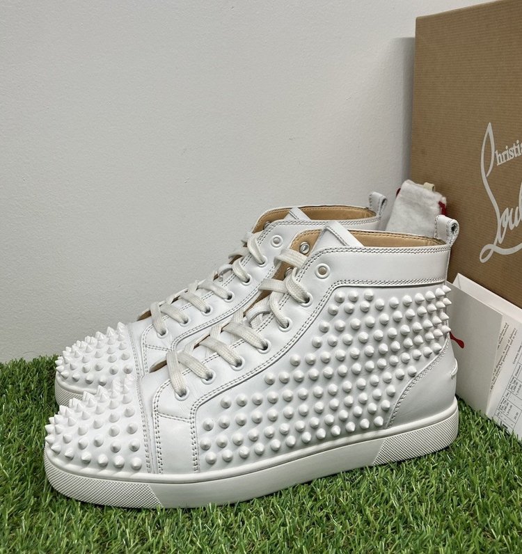 Christian Louboutin Spikes High ' White ' UK 6.5