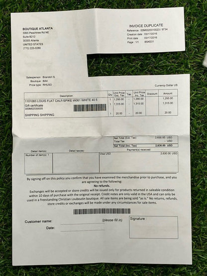 Christian Louboutin Spikes High ' White ' UK 6.5