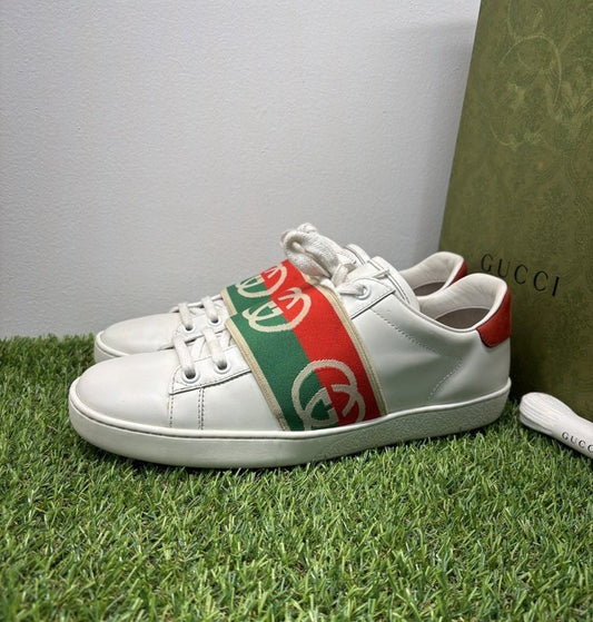 Gucci Ace Web 'Interlocking G - White Red Green ‘  UK 6