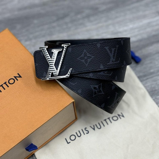 Louis Vuitton Eclipse Monogram LV Initials Reversible Belt ' Black '