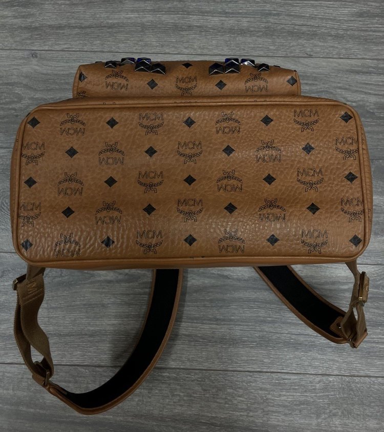 MCM Cognac Stark " M " Studded Backpack