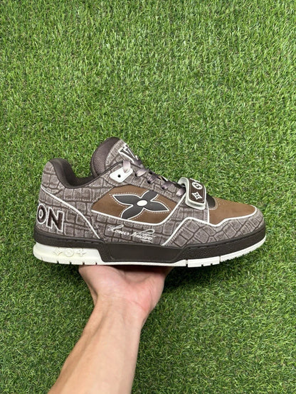 Louis Vuitton Trainer Strap 'Brown Crocodile' UK 8.5