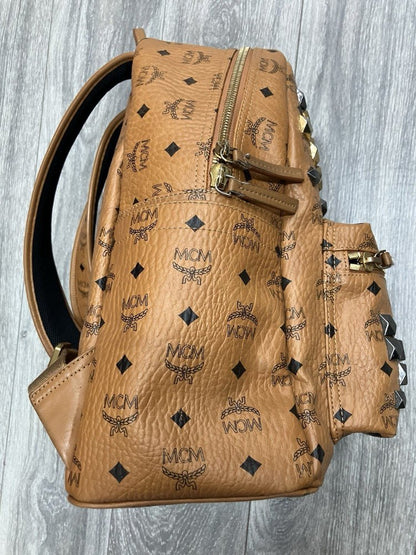 MCM Cognac Stark " M " Studded Backpack