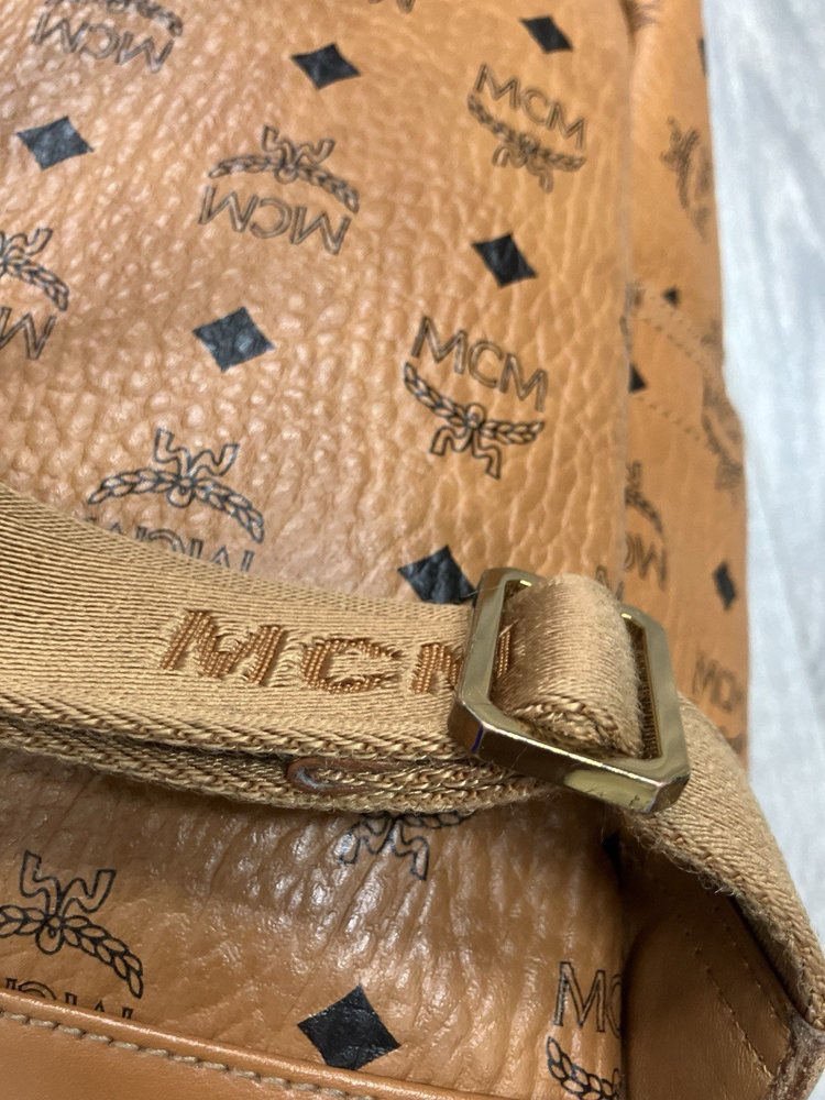 MCM Cognac Stark " M " Studded Backpack