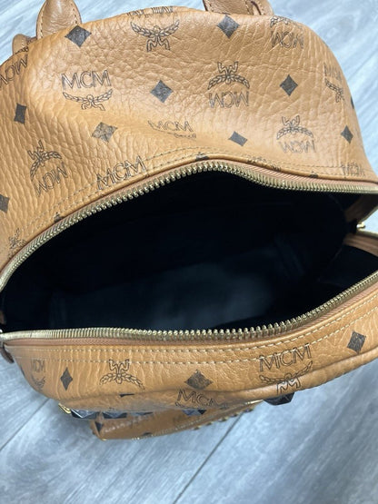 MCM Cognac Stark " M " Studded Backpack