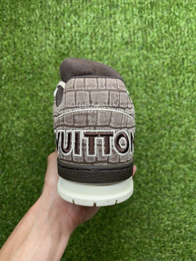 Louis Vuitton Trainer Strap 'Brown Crocodile' UK 8.5