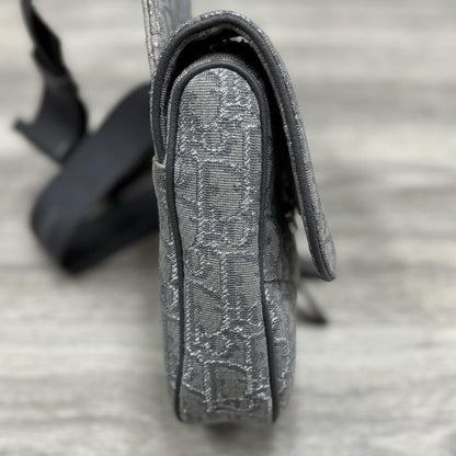 Christian Dior Ruthenium Oblique Saddle Bag ' Grey '