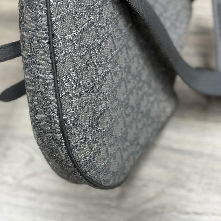 Christian Dior Ruthenium Oblique Saddle Bag ' Grey '
