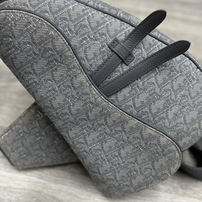 Christian Dior Ruthenium Oblique Saddle Bag ' Grey '
