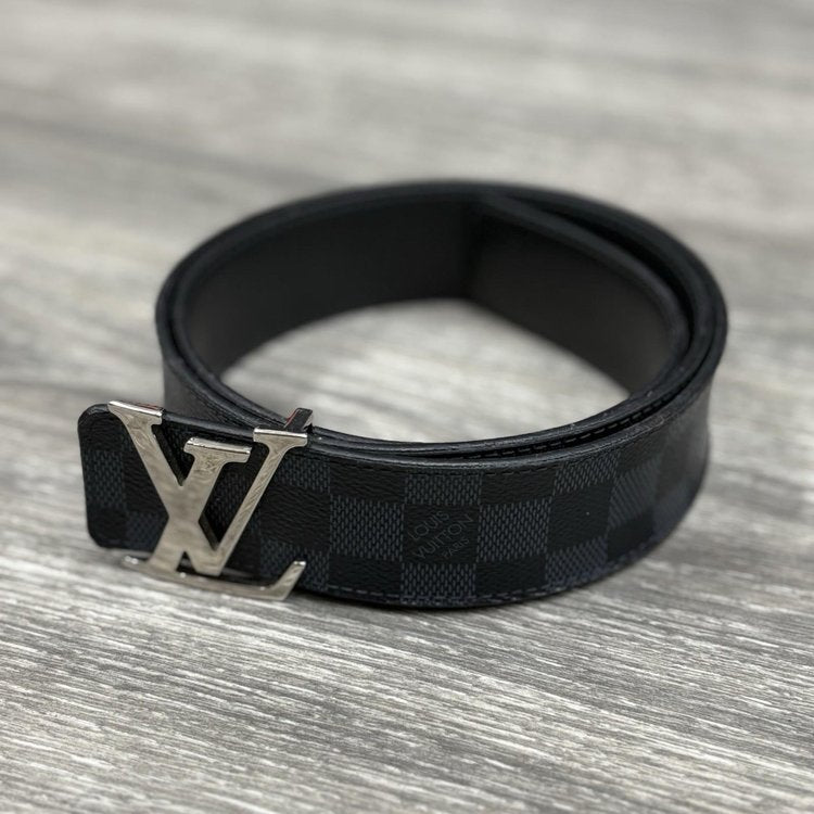Louis Vuitton LV Initials Damier Cobalt Canvas Reversible Belt ' Black '