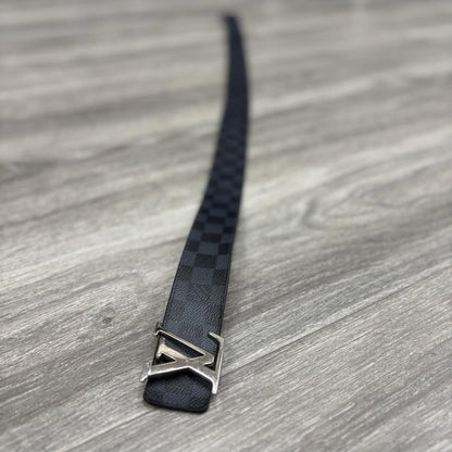 Louis Vuitton LV Initials Damier Cobalt Canvas Reversible Belt ' Black '
