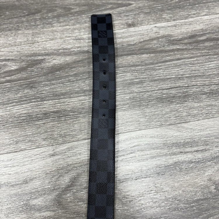 Louis Vuitton LV Initials Damier Cobalt Canvas Reversible Belt ' Black '