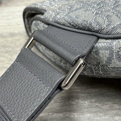 Christian Dior Ruthenium Oblique Saddle Bag ' Grey '